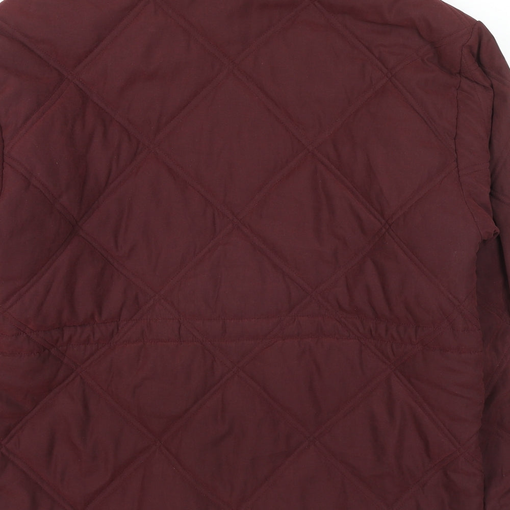 Etam Womens Red Quilted Jacket Size 12 Zip