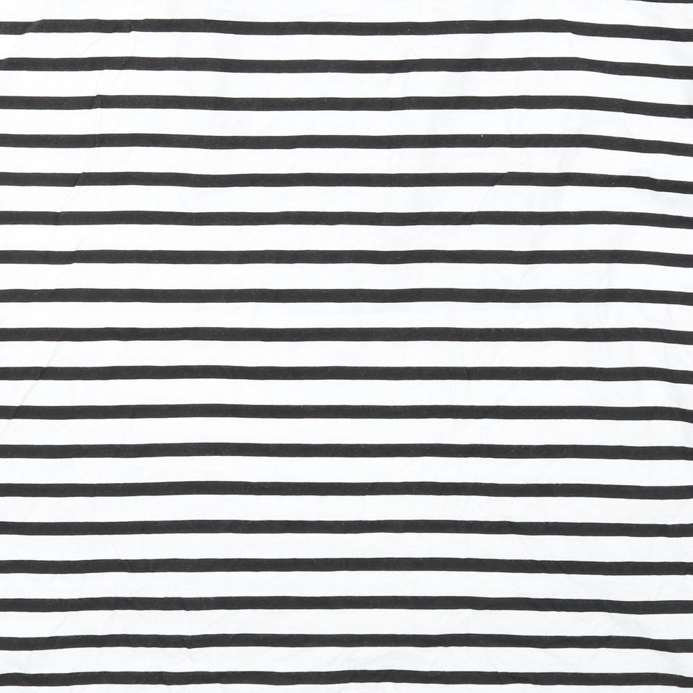 Another Influence Womens White Striped Cotton Basic T-Shirt Size M Round Neck