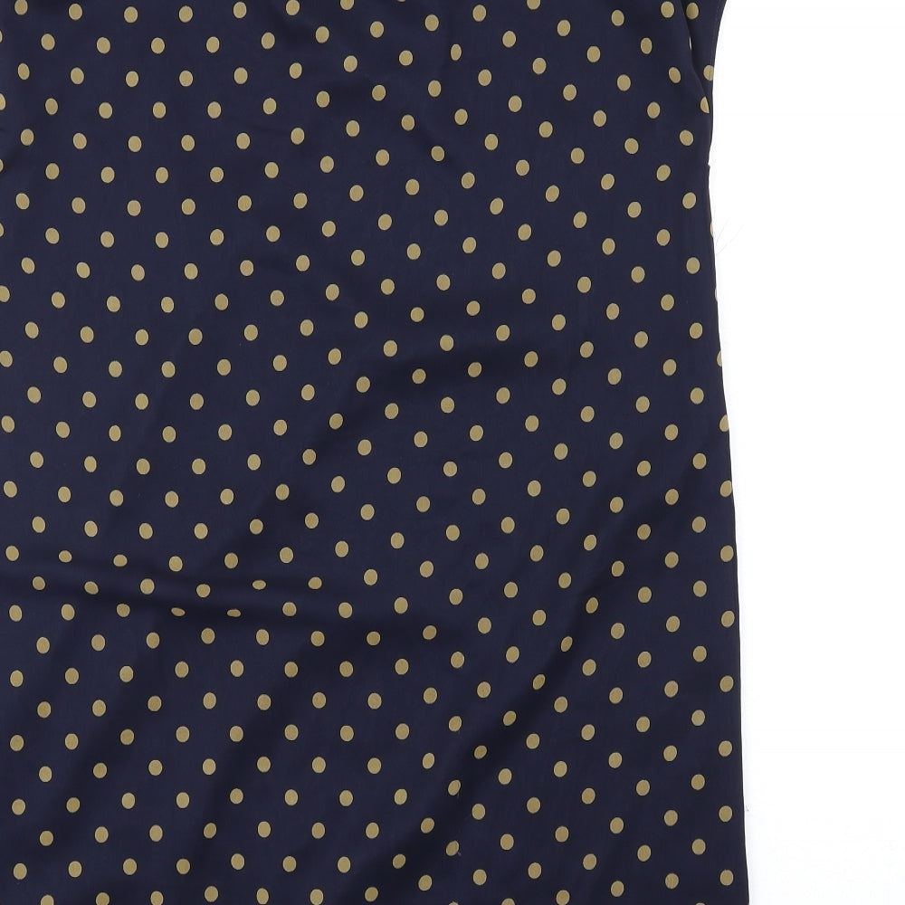 Freddy Emue Womens Blue Polka Dot Polyester A-Line Size 10 V-Neck Pullover