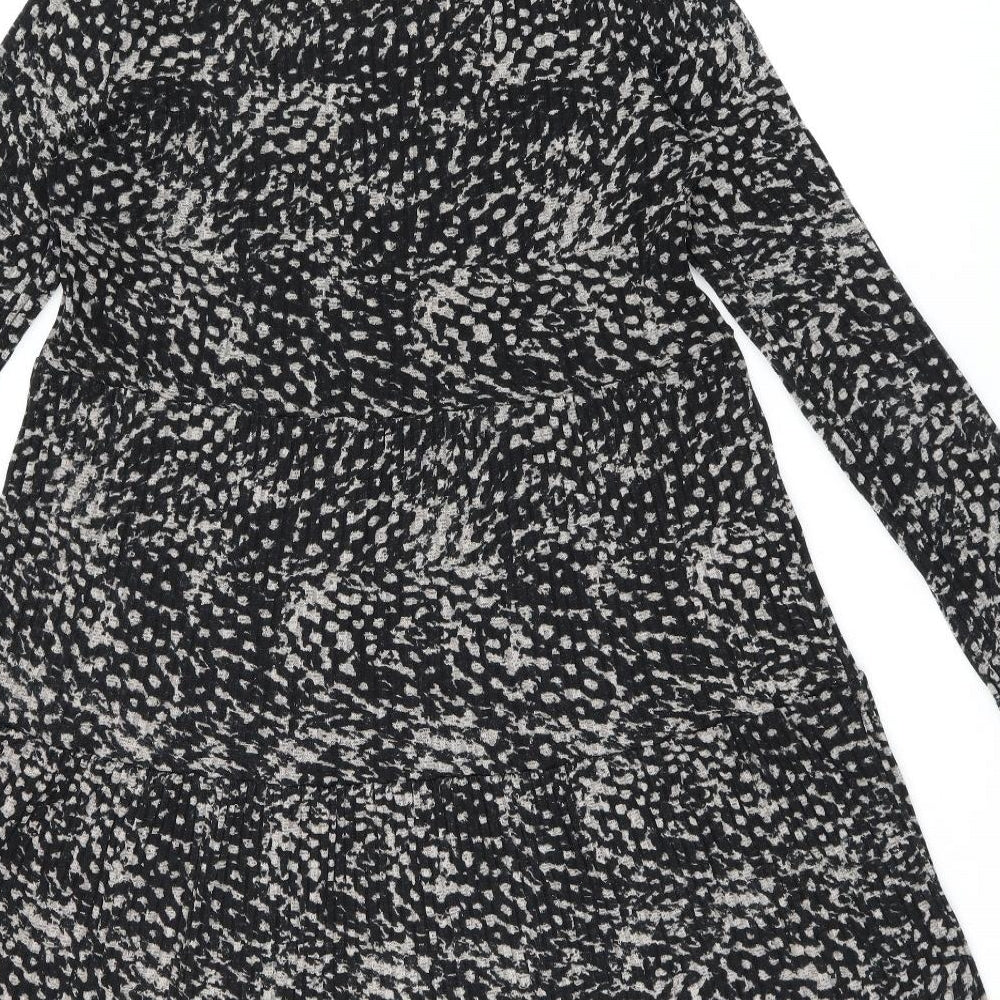 River Island Womens Black Geometric Polyester A-Line Size 12 Round Neck Pullover