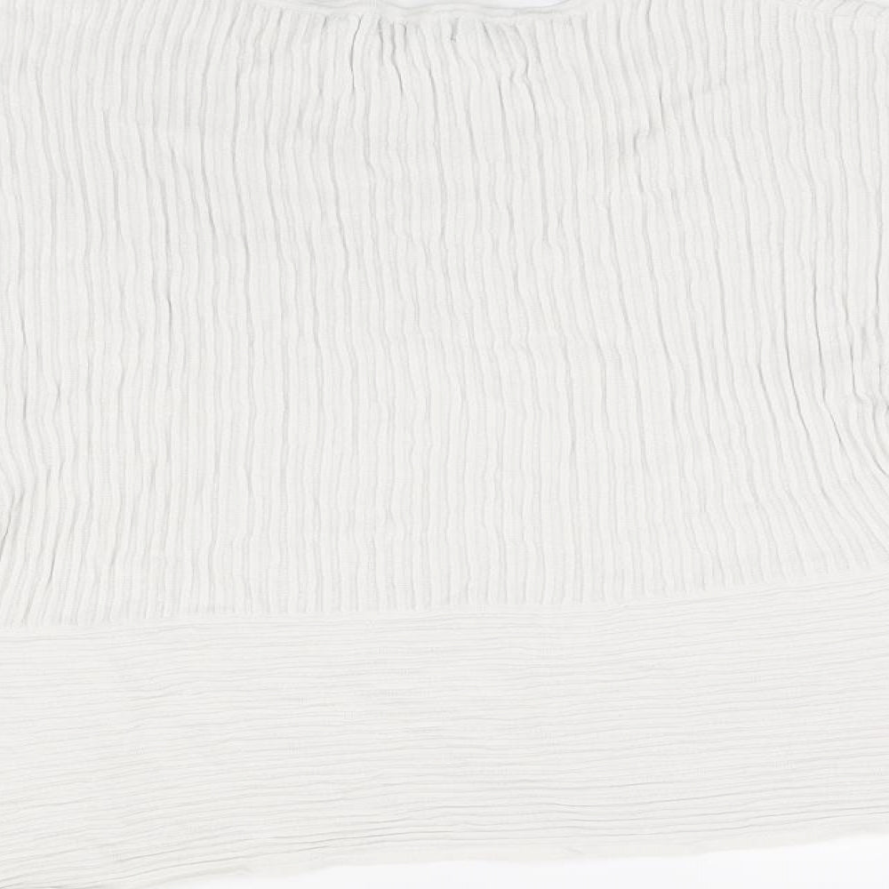 Mango Womens White Viscose Basic Blouse Size S Round Neck - Split Hem