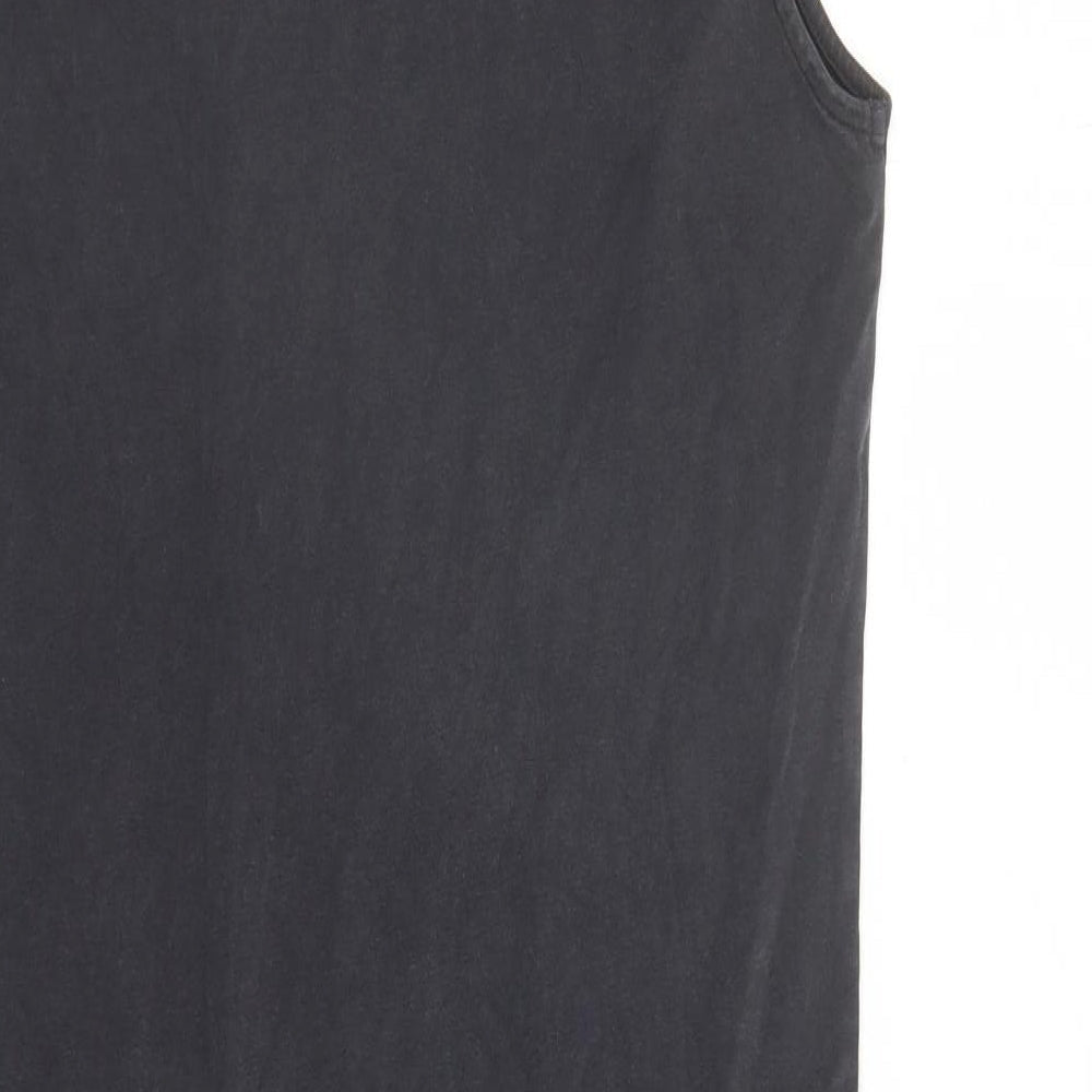 Marks & Spencer Girls Grey Cotton Tank Dress Size 10-11 Years Mock Neck Pullover - Hawaii Blues