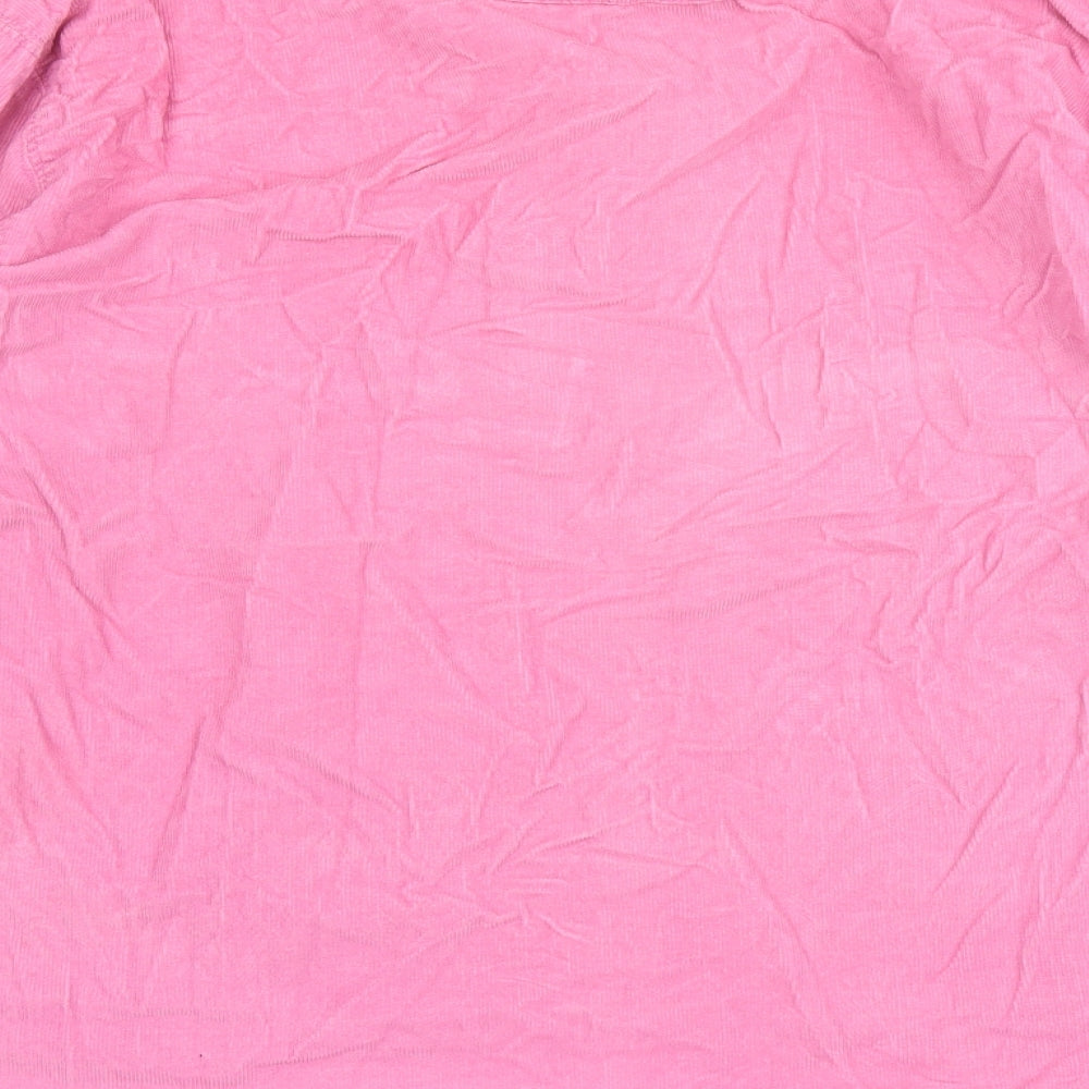 Cotton Traders Mens Pink Cotton Button-Up Size L Collared Button