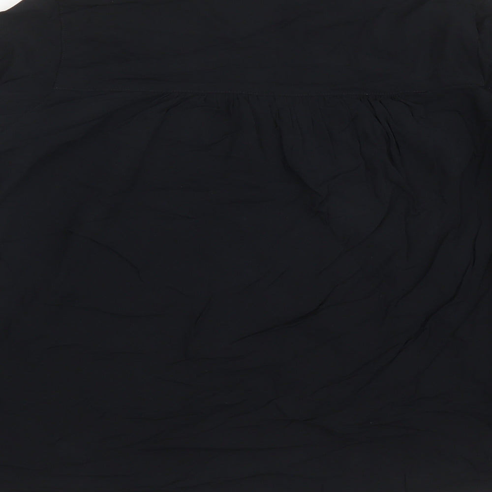 Marks & Spencer Womens Black Viscose Basic Blouse Size 8 V-Neck