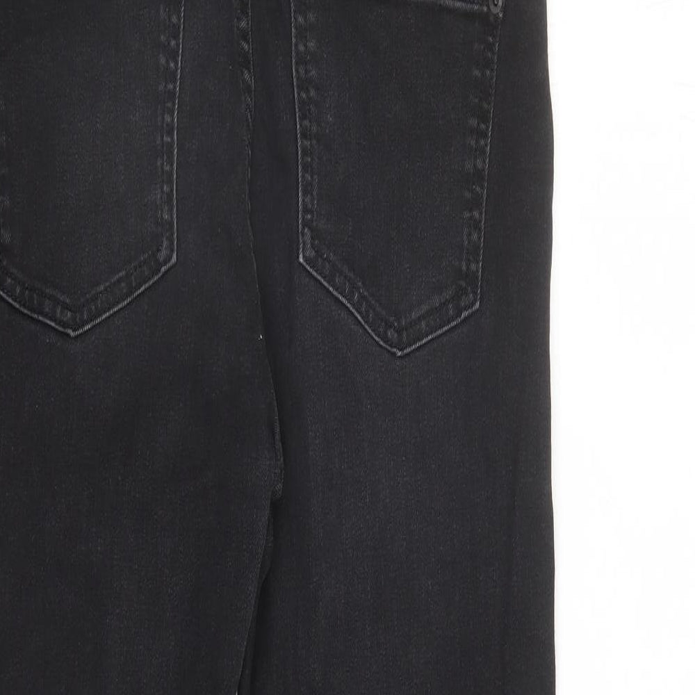Marks & Spencer Womens Black Cotton Skinny Jeans Size 12 L27 in Regular Zip