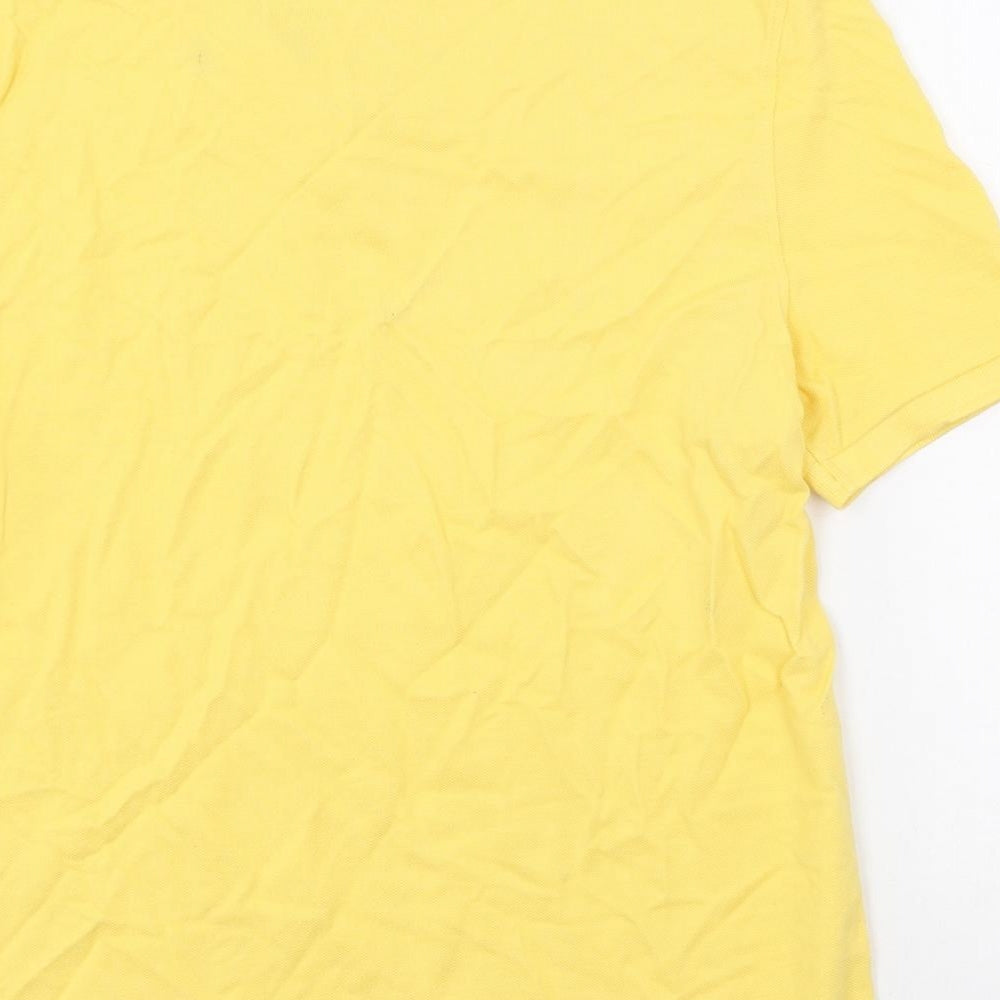 Marks & Spencer Mens Yellow Cotton Polo Size S Collared Button