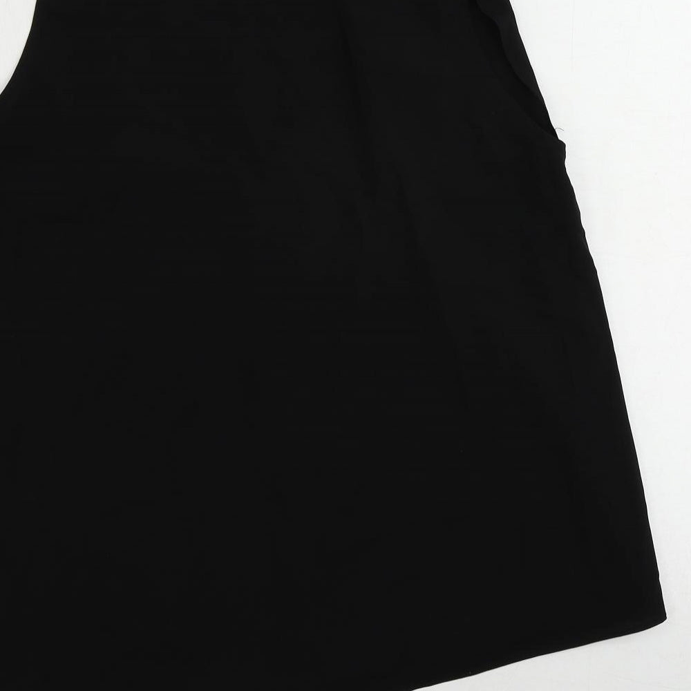 H&M Womens Black Polyester Basic Blouse Size 12 V-Neck - Asymmetric