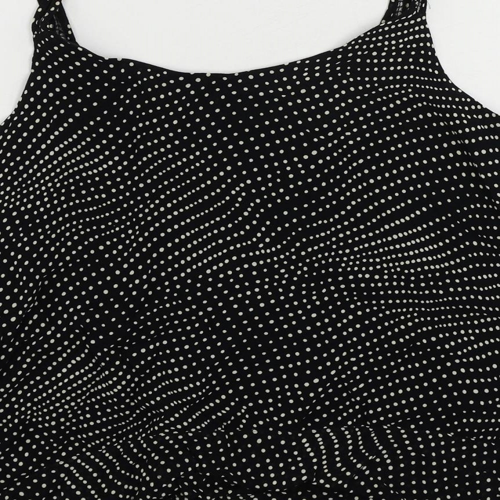 GOLD Womens Black Polka Dot Polyester Camisole Tank Size 14 Scoop Neck - Tie Side