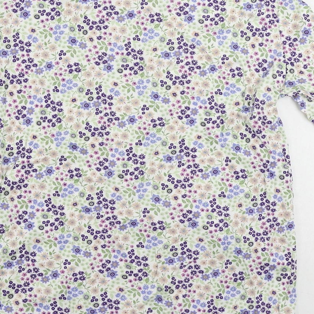 Country Collection Womens Multicoloured Floral Cotton Basic T-Shirt Size XS Round Neck