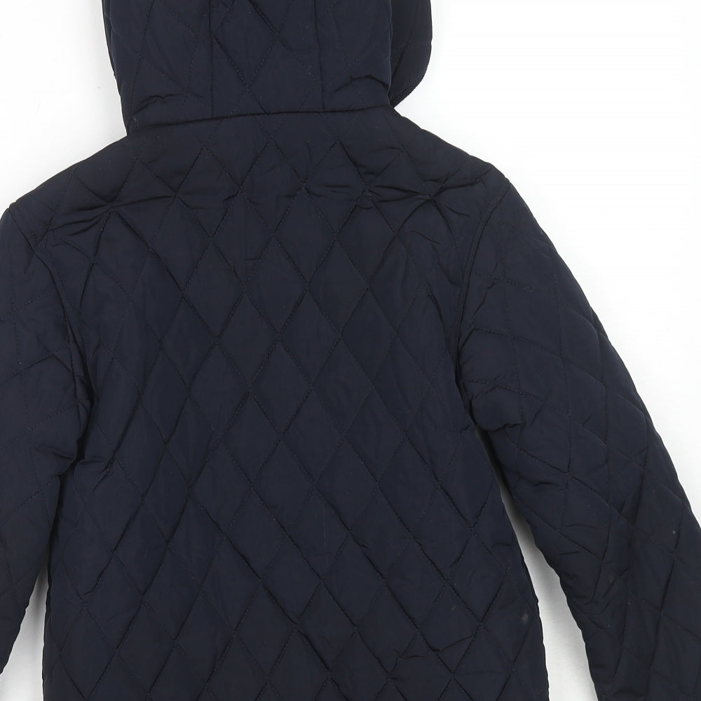 Mango Boys Blue Quilted Jacket Size 9 Years Zip