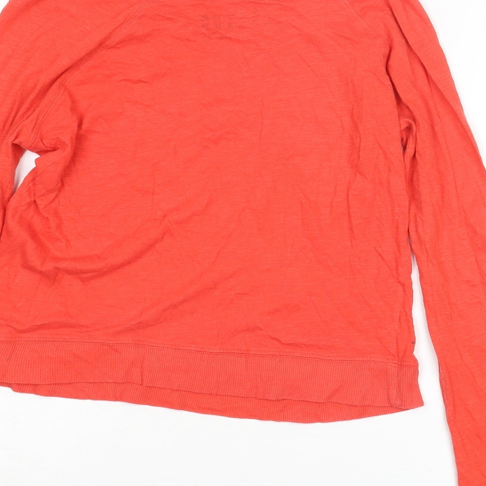 River Island Womens Red Cotton Basic T-Shirt Size 10 Boat Neck - Pocket