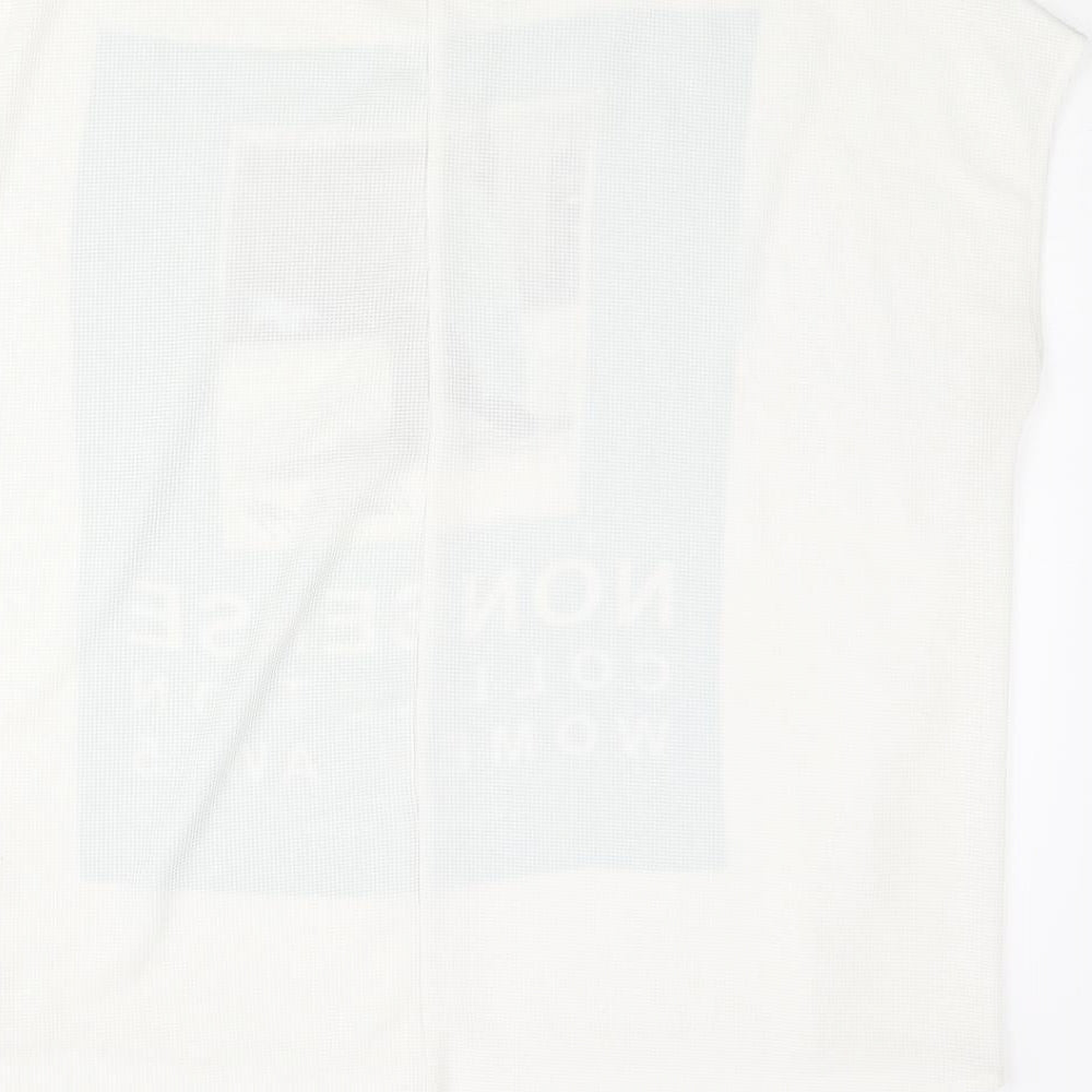 Zara Womens White Polyester Basic Blouse Size L Round Neck - Nonsense Collection AW15