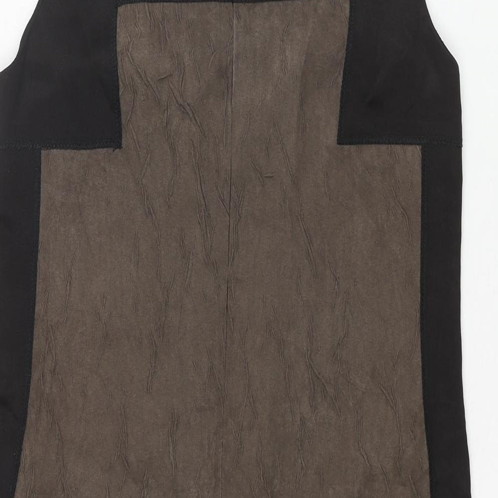Nathalie Womens Brown Polyester Shift Size S Round Neck Zip