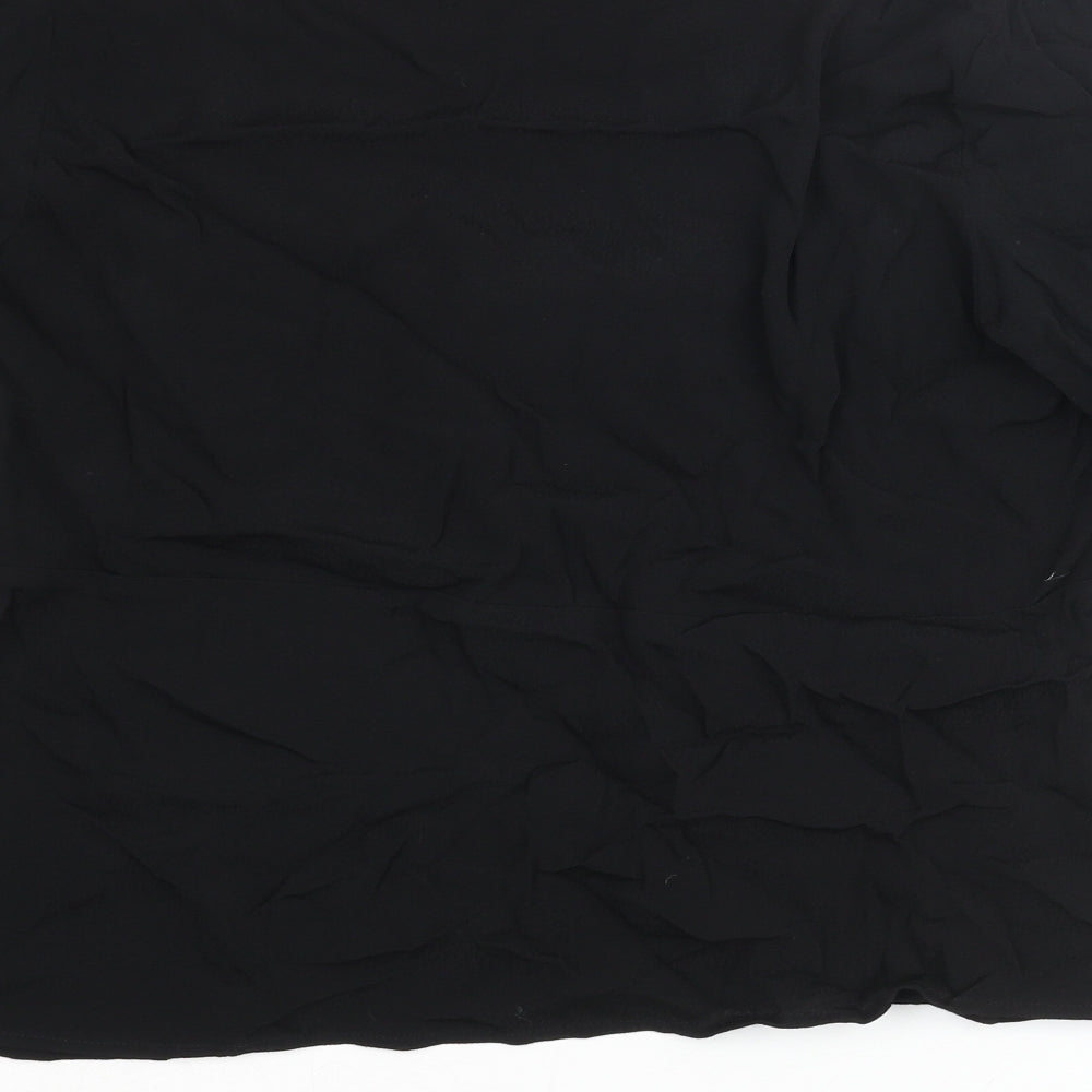 Oasis Womens Black Viscose Basic Blouse Size 16 V-Neck - Knot Detail
