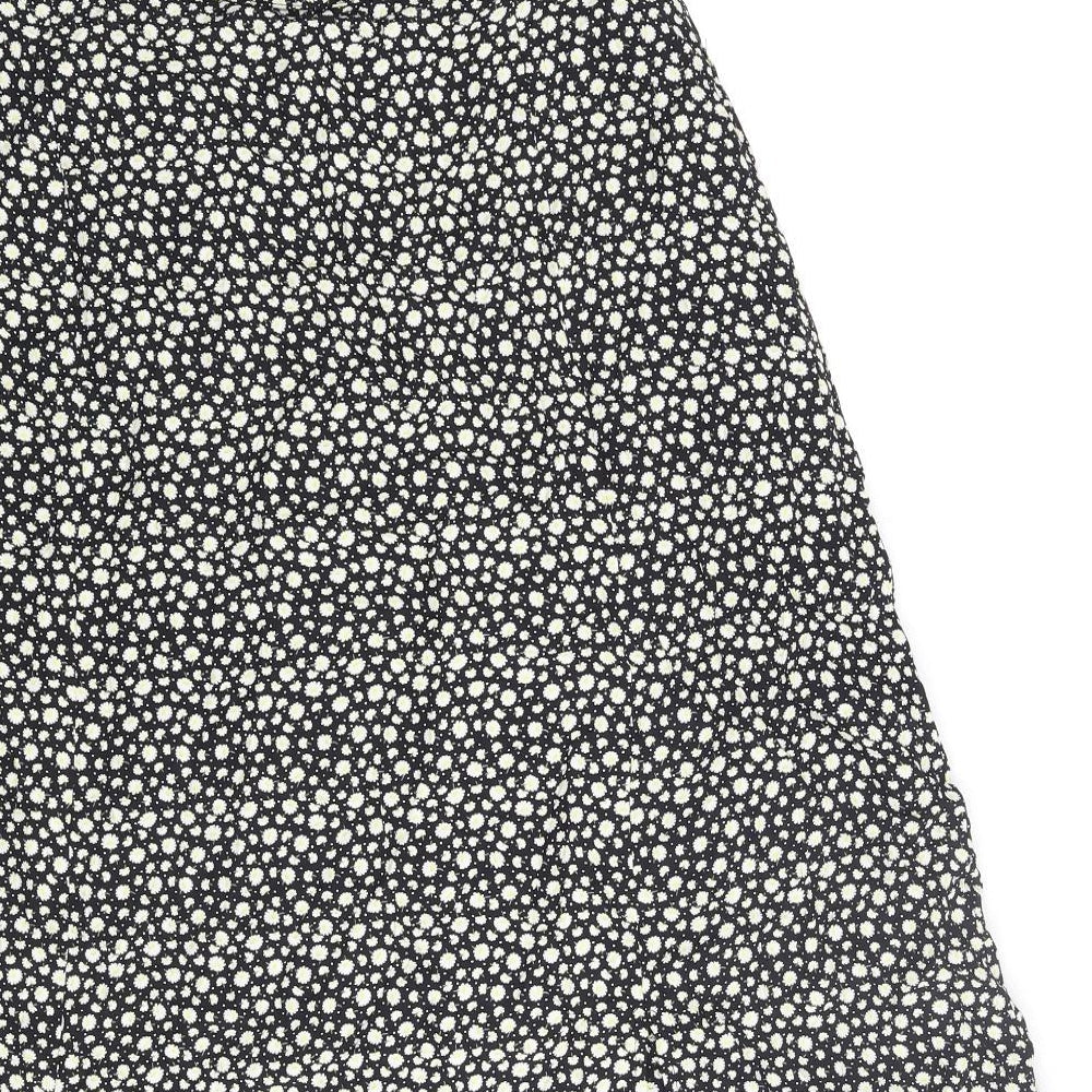 Bianca Womens Black Floral Viscose A-Line Skirt Size 8 Zip