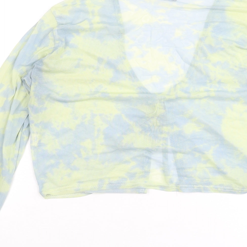 PRETTYLITTLETHING Womens Multicoloured Polyester Basic Blouse Size 10 V-Neck - Semi Sheer Tie Dye