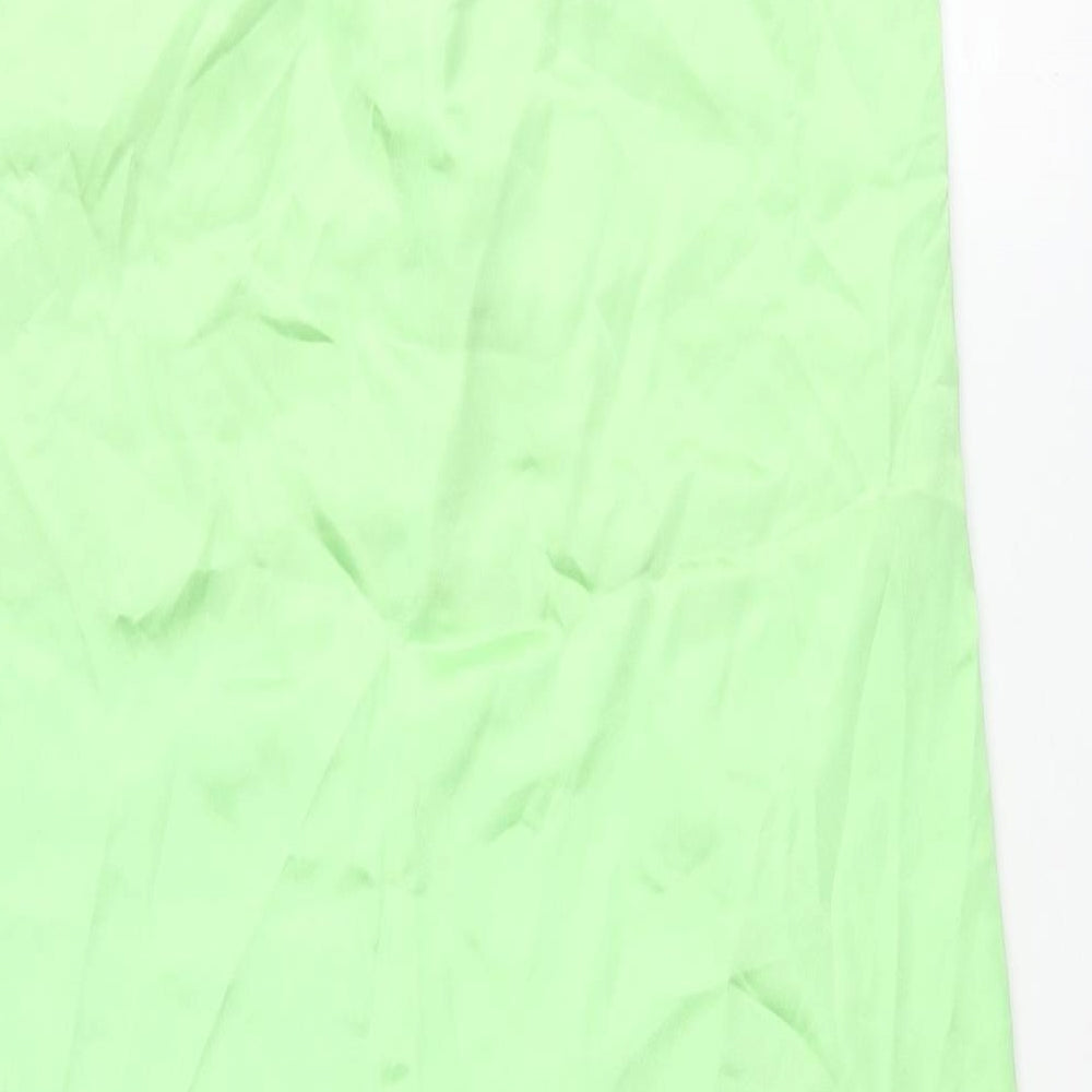 Zara Womens Green Polyester Maxi Skirt Size M Zip - Open Front