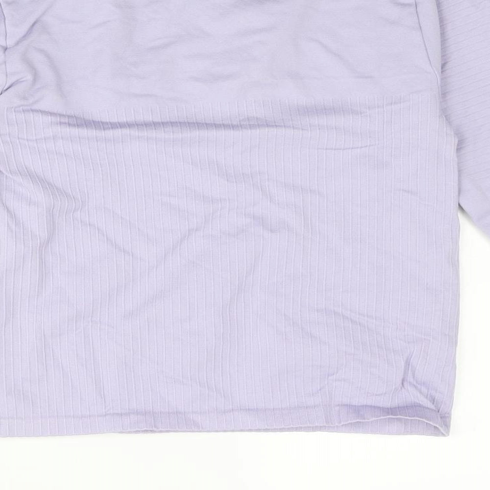 PRETTYLITTLETHING Womens Purple Polyamide Basic Casual Size L Round Neck Pullover - Ribbed Detail Logo