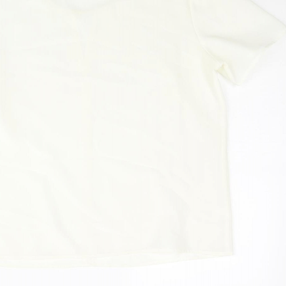 Marks & Spencer Womens Ivory Polyester Basic Blouse Size 14 Round Neck - Keyhole Neck