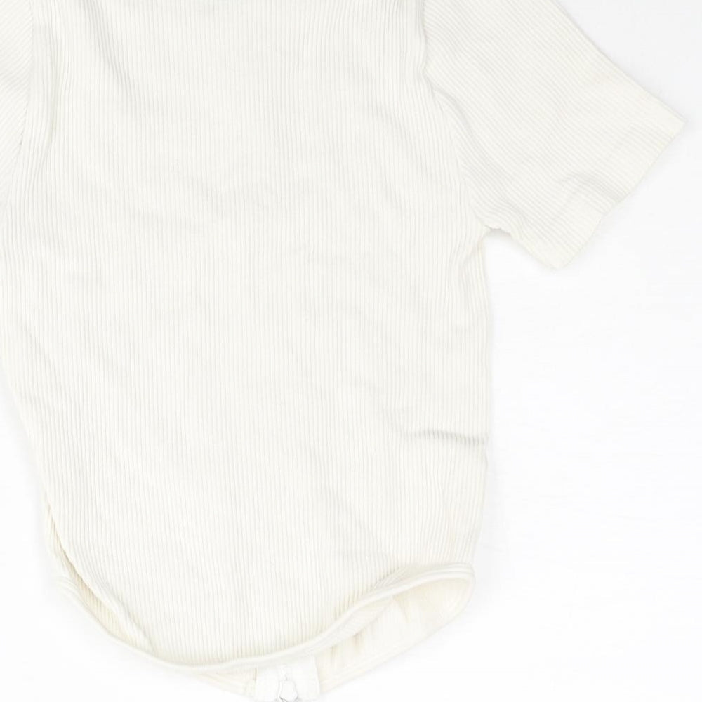 PRETTYLITTLETHING Womens Ivory Polyamide Basic T-Shirt Size XS Round Neck - Ribbed