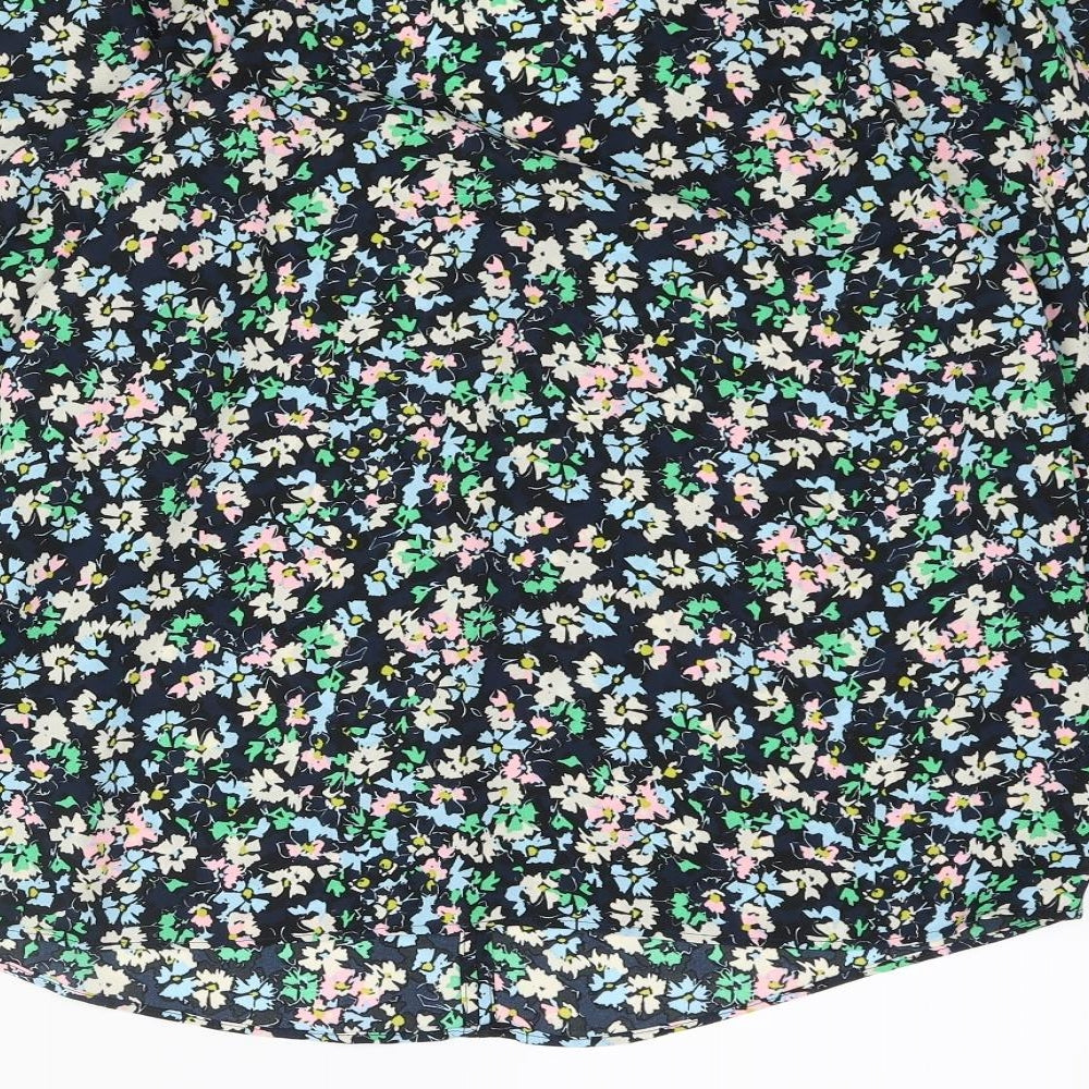 Marks & Spencer Womens Multicoloured Floral Polyester Basic Blouse Size 10 V-Neck - Button Detail