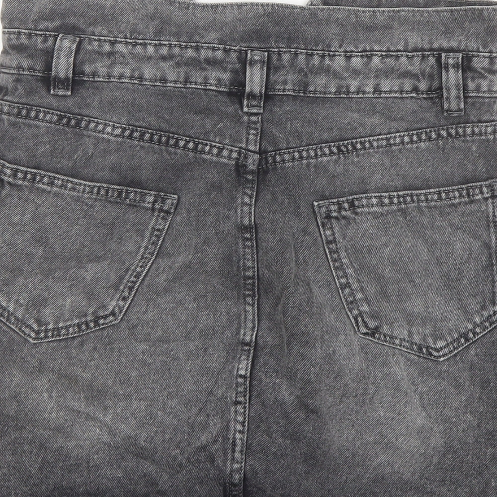 Denim & Co. Womens Grey Cotton A-Line Skirt Size 8 Button