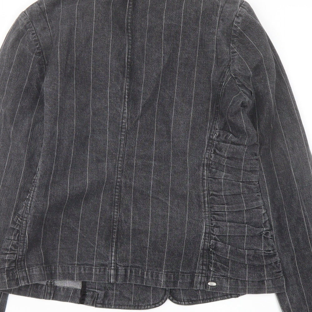 Peter Golding Womens Grey Striped Jacket Size 10 Button