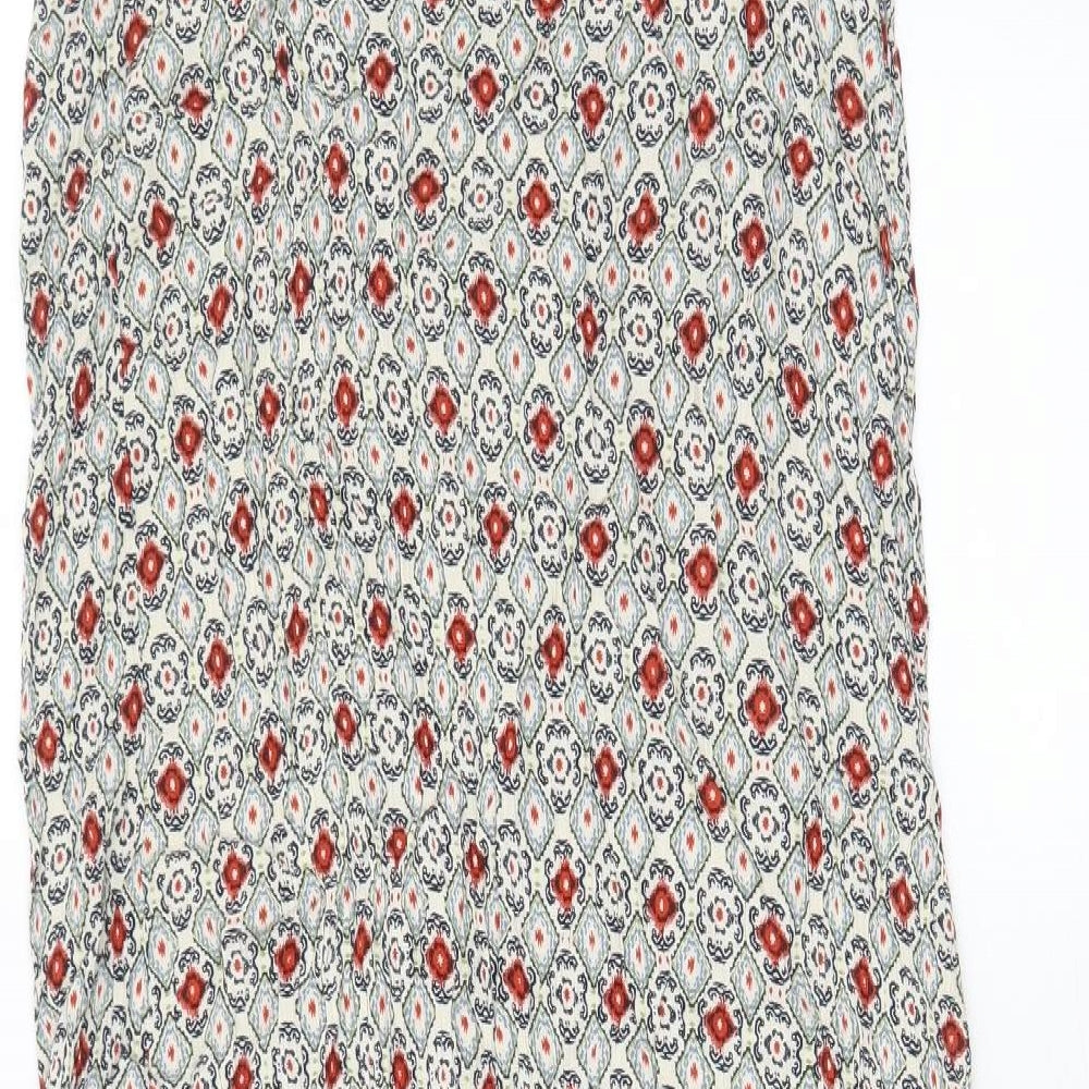 Marks & Spencer Womens Multicoloured Argyle/Diamond Viscose A-Line Size 12 V-Neck Pullover - Frill