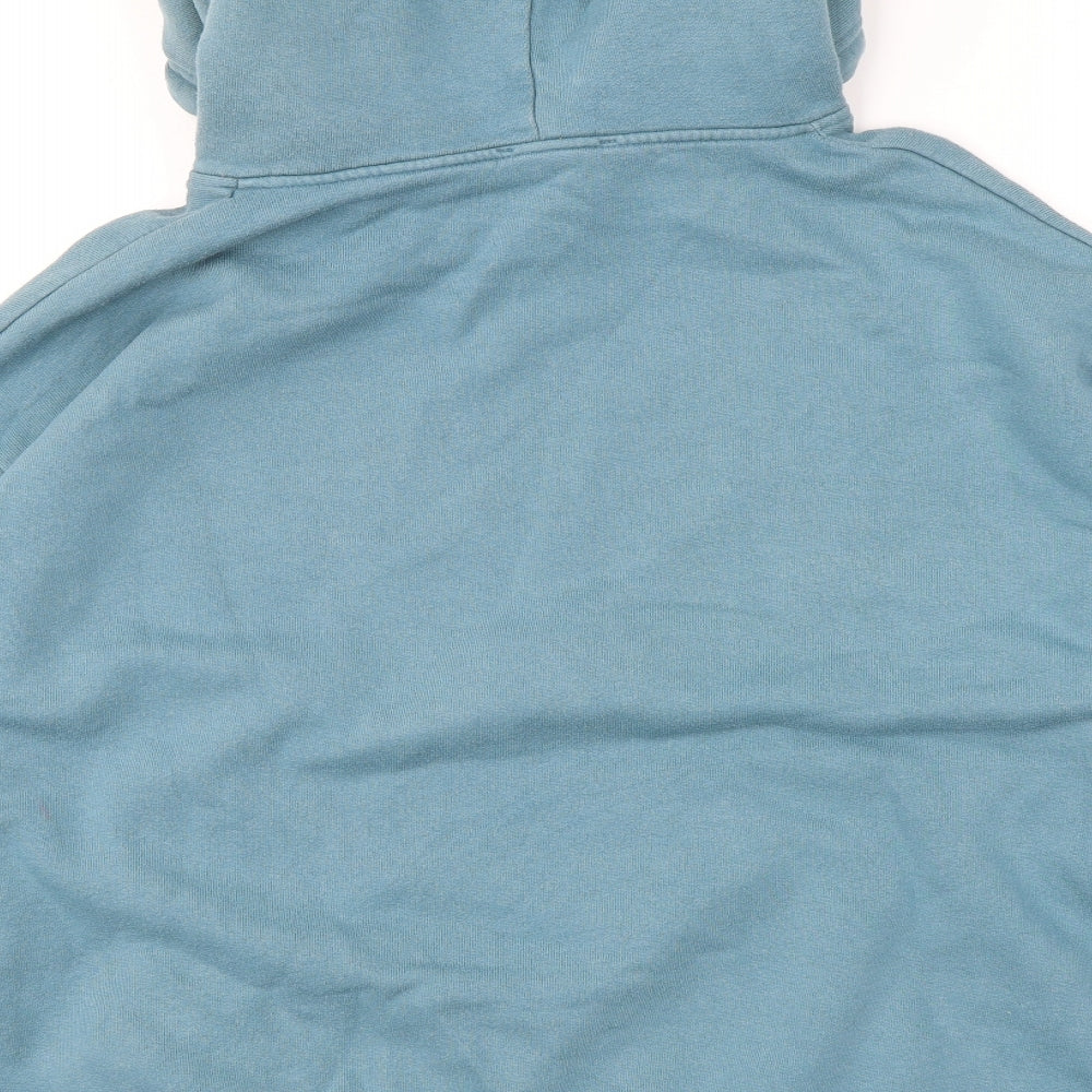 Pull&Bear Mens Blue Polyester Pullover Hoodie Size M - Logo
