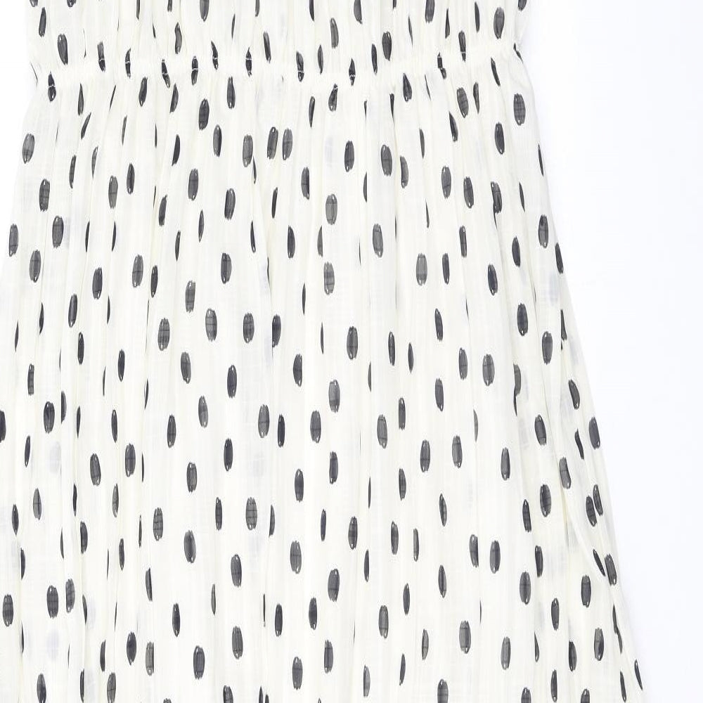 Marks & Spencer Womens Ivory Polka Dot Polyester A-Line Size 8 Round Neck Pullover