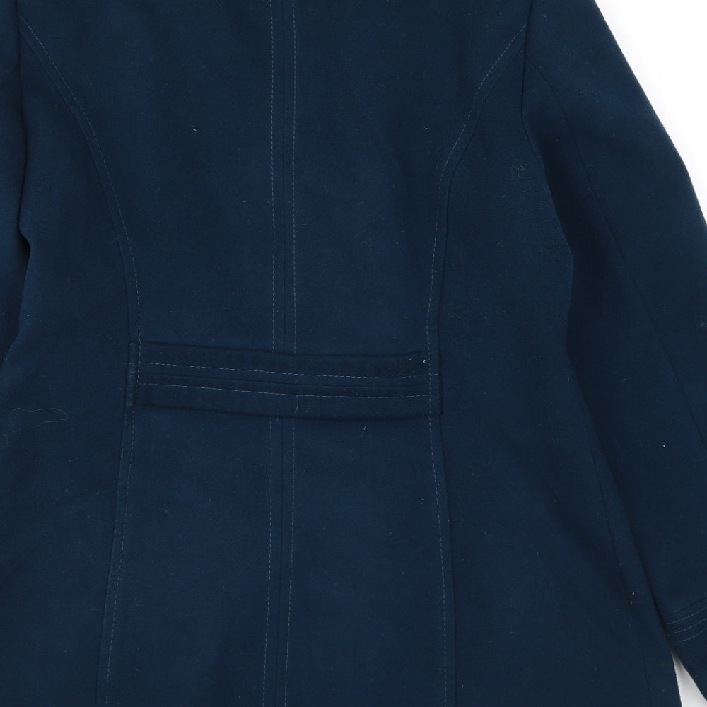BHS Womens Blue Pea Coat Coat Size 12 Button