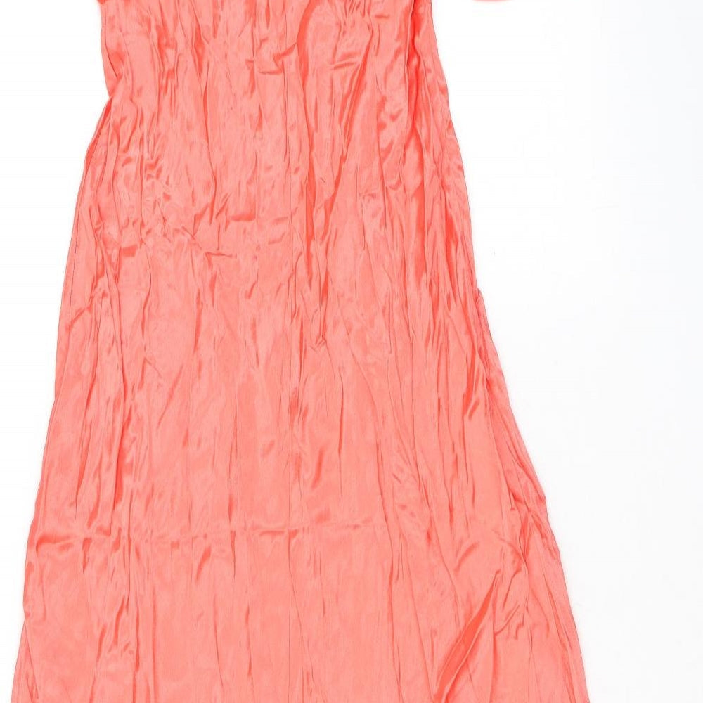 Marks & Spencer Womens Orange Viscose Maxi Size 8 V-Neck Pullover