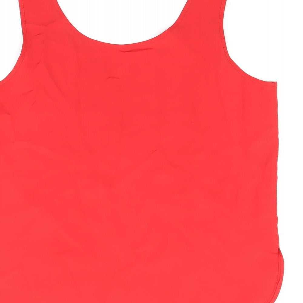 Etam Womens Red Polyester Basic Tank Size 14 Scoop Neck
