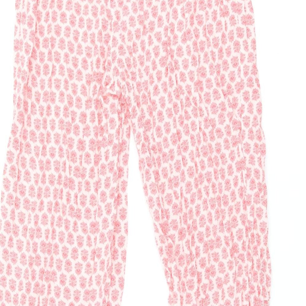 Zara Womens Pink Floral Polyester Bloomer Trousers Size M L24.5 in Regular Drawstring