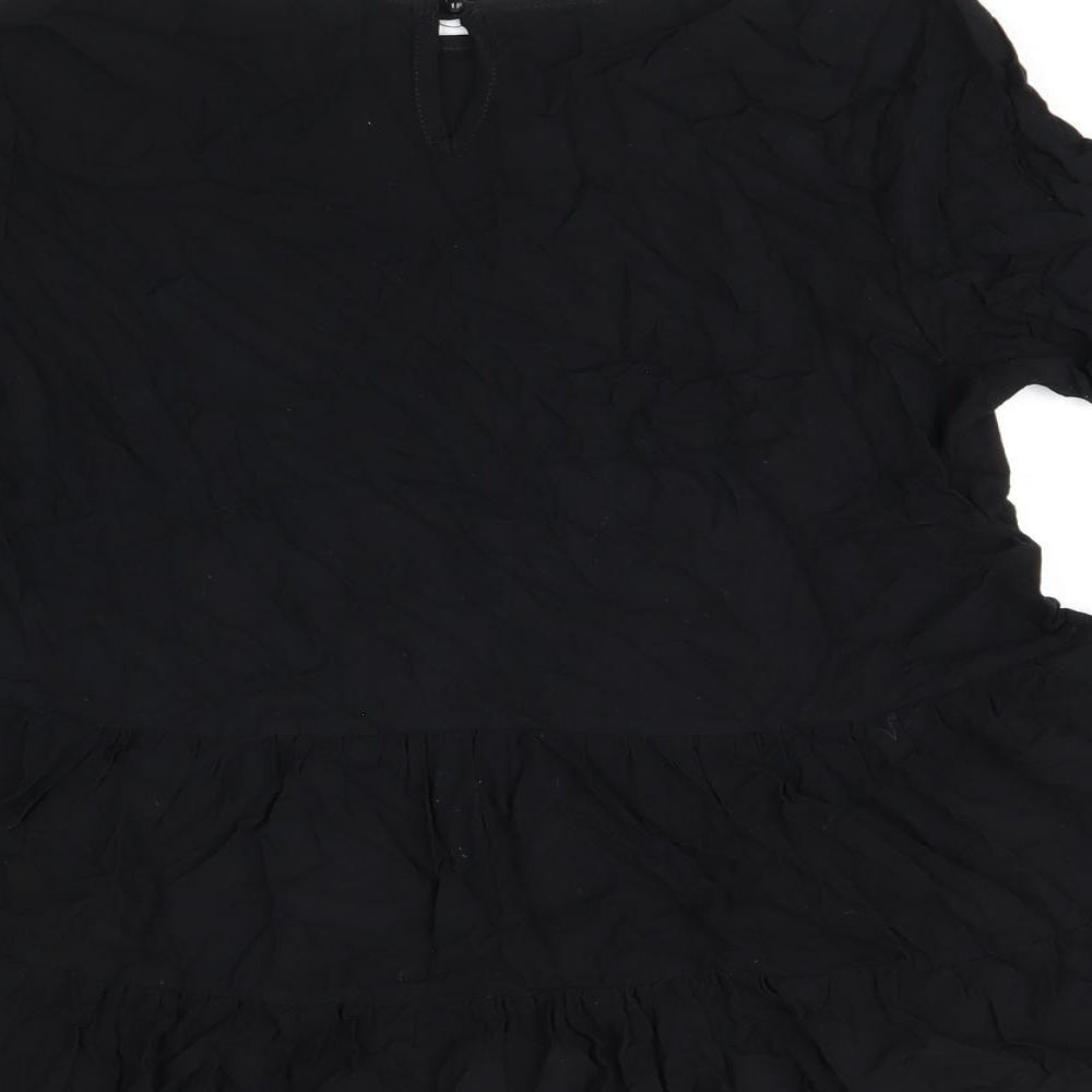 Select Womens Black Viscose Basic Blouse Size 12 Round Neck