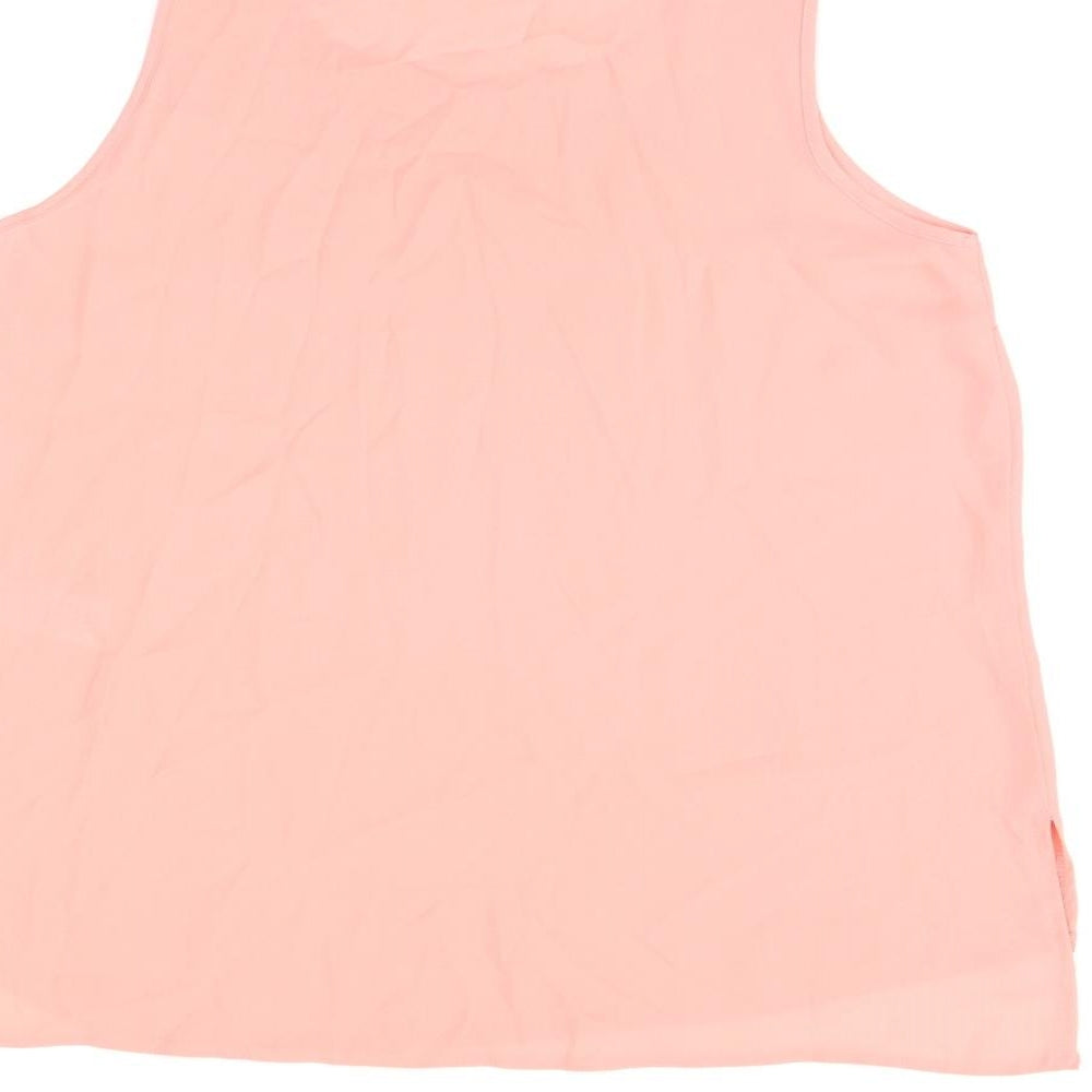 Dorothy Perkins Womens Pink Polyester Basic Tank Size 10 Scoop Neck - Split Hem
