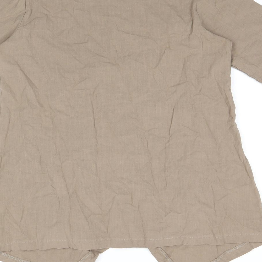 MissLook Womens Beige Polyester Basic T-Shirt Size S Round Neck
