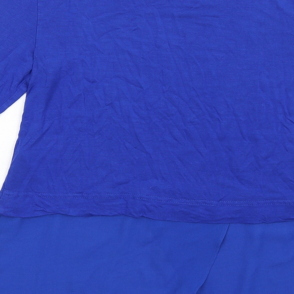 Oasis Womens Blue Viscose Basic T-Shirt Size XS Round Neck