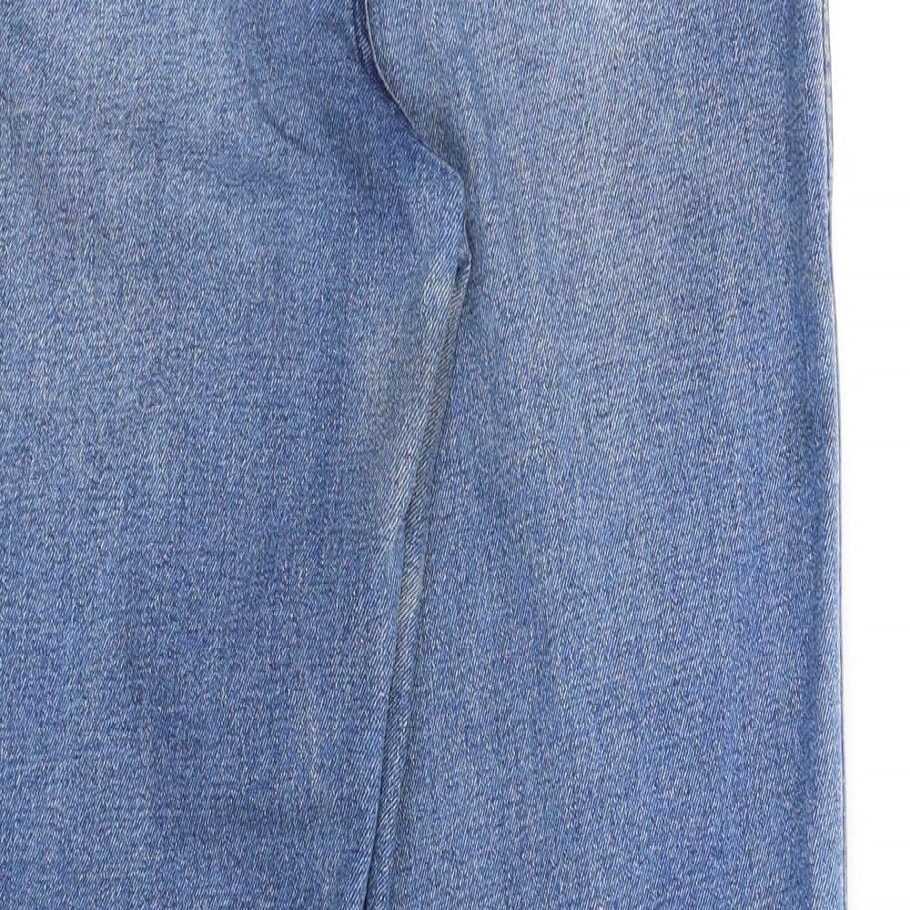 Brand and care label for Lee Cooper women’s blue cotton mom jeans, size UK 30, in, 31-inch leg regular zip