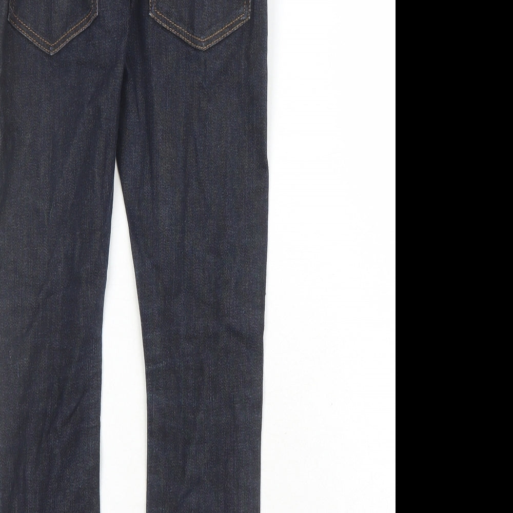 Next Boys Blue Cotton Skinny Jeans Size 9 Months L23 in Regular Zip - Elasticated Waist