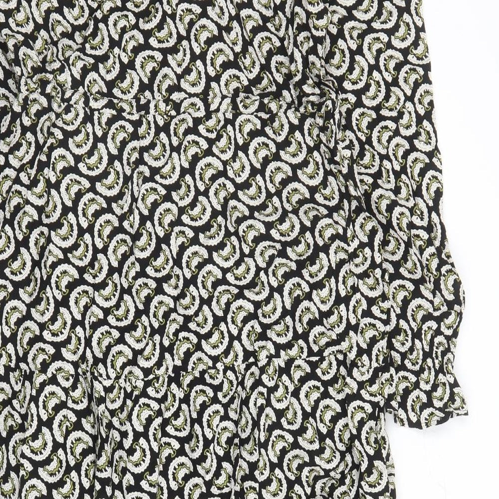 Per Una Womens Black Geometric Viscose Maxi Size 8 Round Neck Pullover - Keyhole Neckline