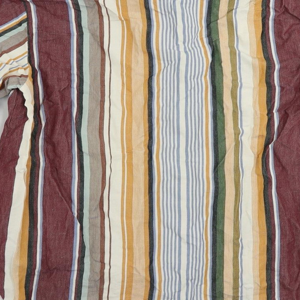 Zara Womens Multicoloured Striped Cotton Basic Button-Up Size S Mock Neck