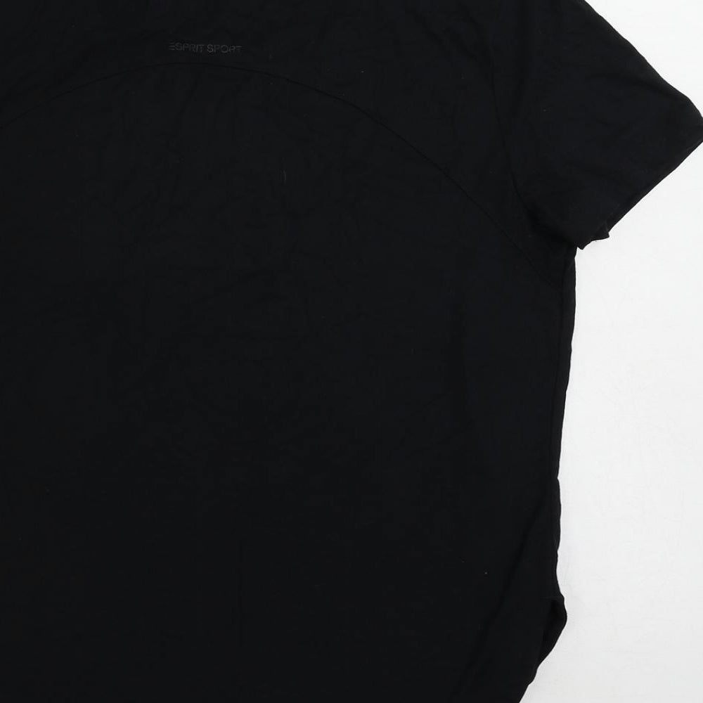 ESPRIT Womens Black Polyester Pullover T-Shirt Size XS Round Neck Pullover