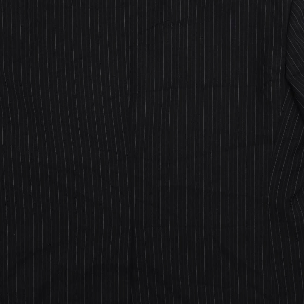 Marks & Spencer Mens Black Striped Polyester Jacket Suit Jacket Size 42 Regular