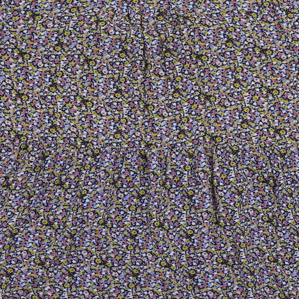 Marks & Spencer Womens Multicoloured Floral Polyester A-Line Size 20 V-Neck Tie