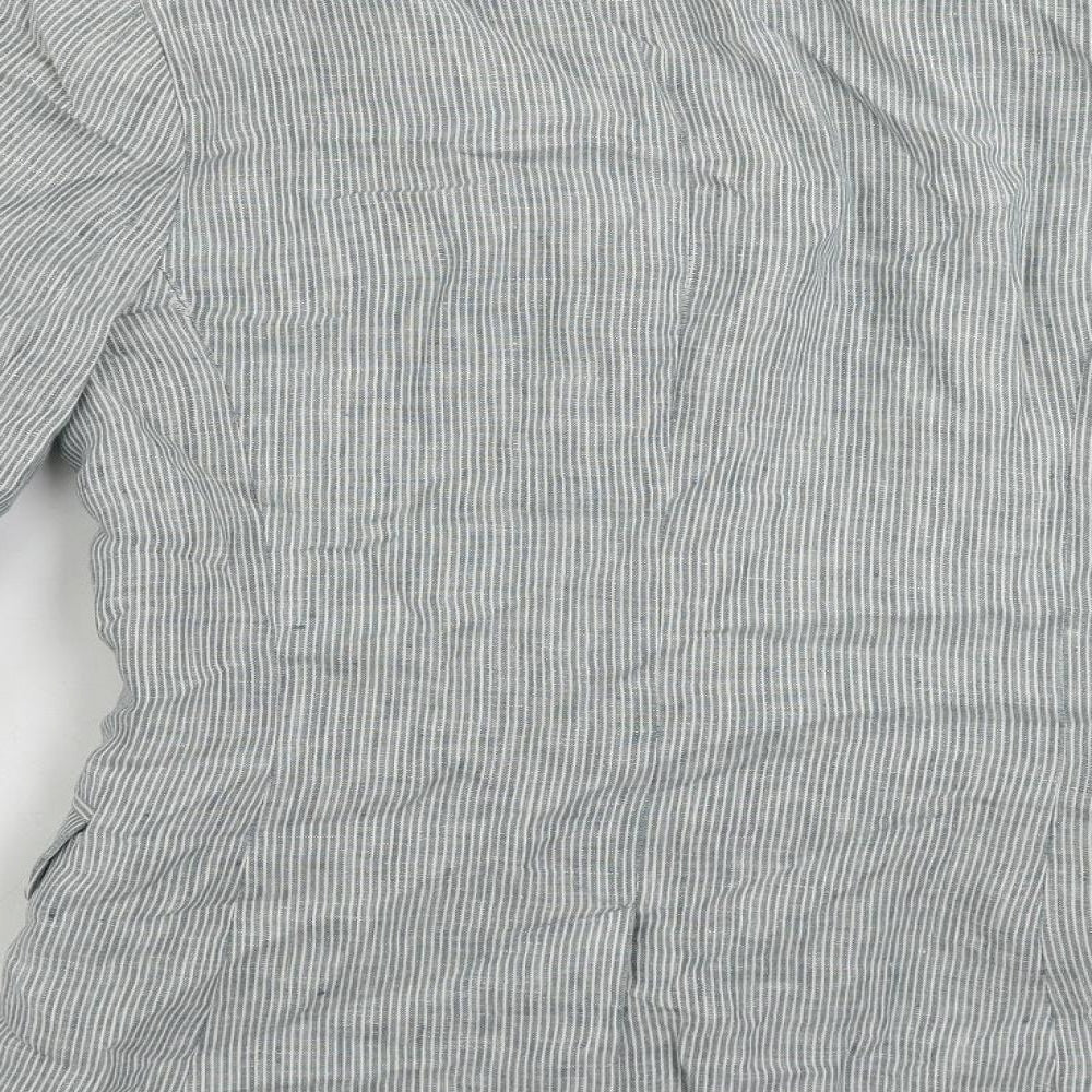 Gharani Strok Womens Blue Striped Jacket Blazer Size XS Button