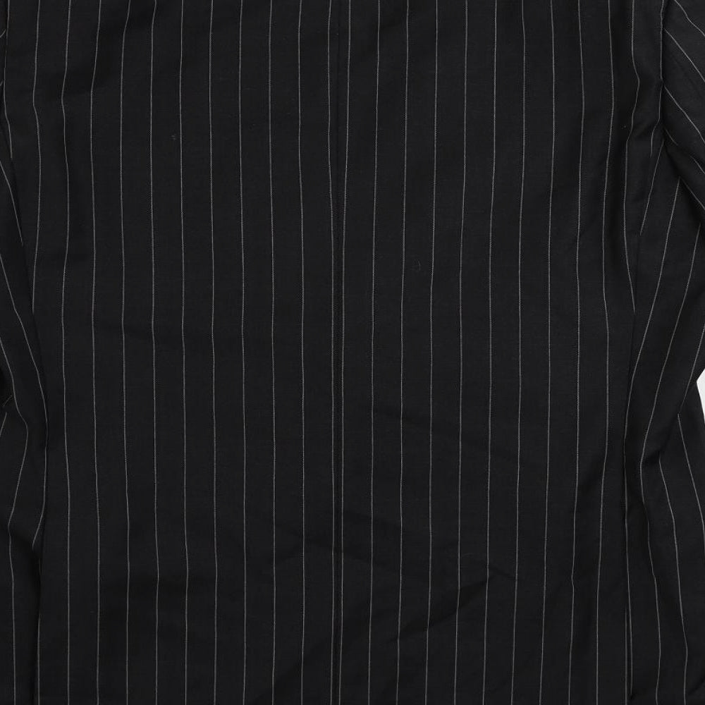 Marks & Spencer Mens Black Striped Wool Jacket Suit Jacket Size 42 Regular
