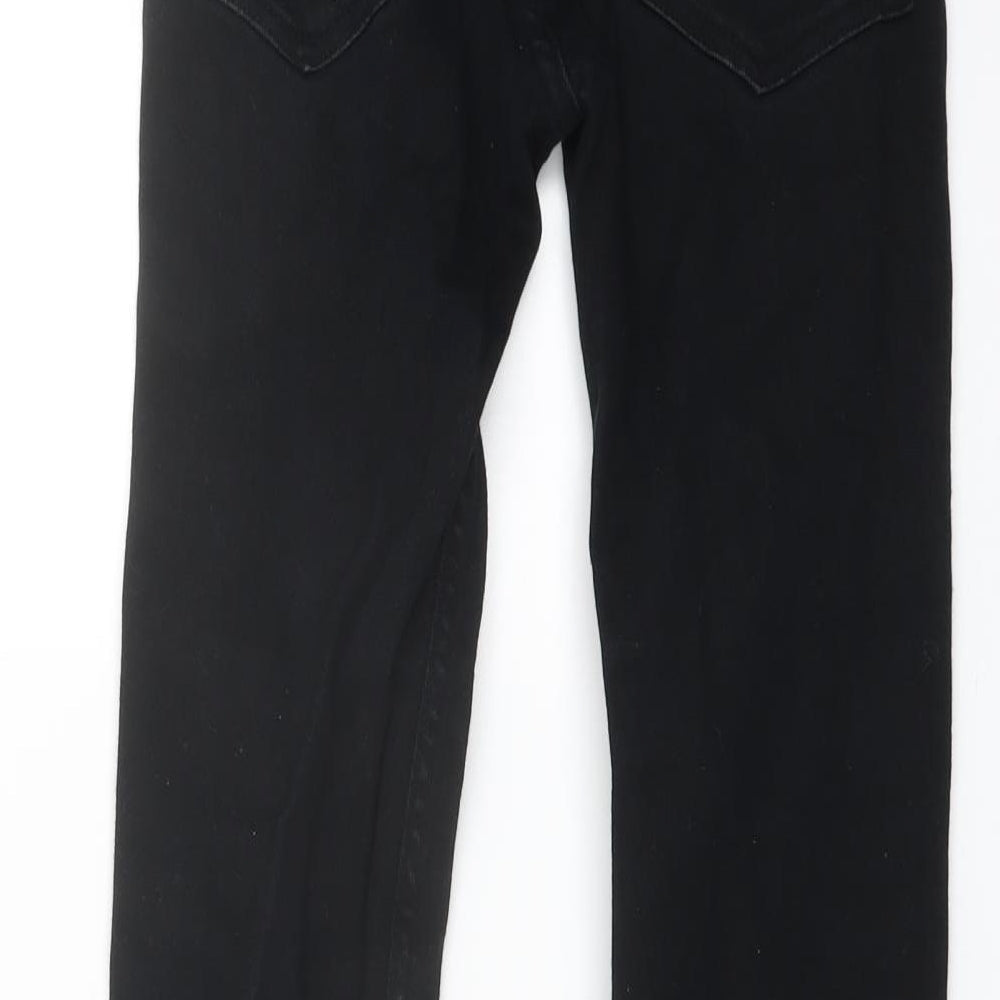 Denim & Co. Womens Black Cotton Straight Jeans Size 26 in L30 in Regular Button