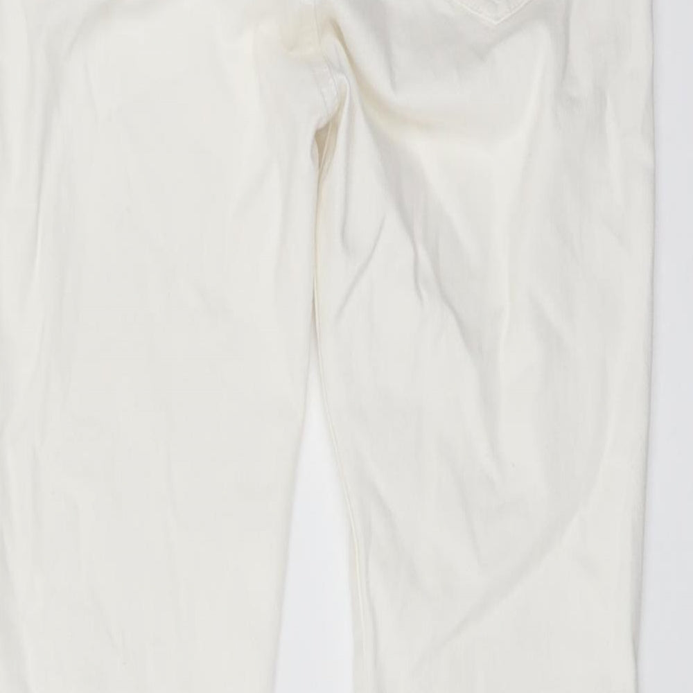 Marks & Spencer Womens Ivory Cotton Skinny Jeans Size 10 L26 in Regular Button