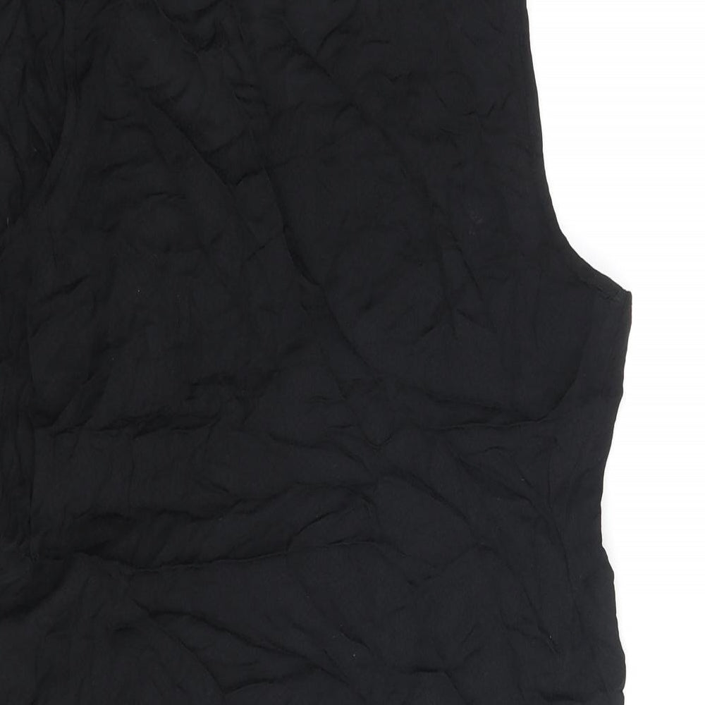 H&M Womens Black Animal Print Viscose Camisole Blouse Size 8 V-Neck - Snake Print Wrap Style